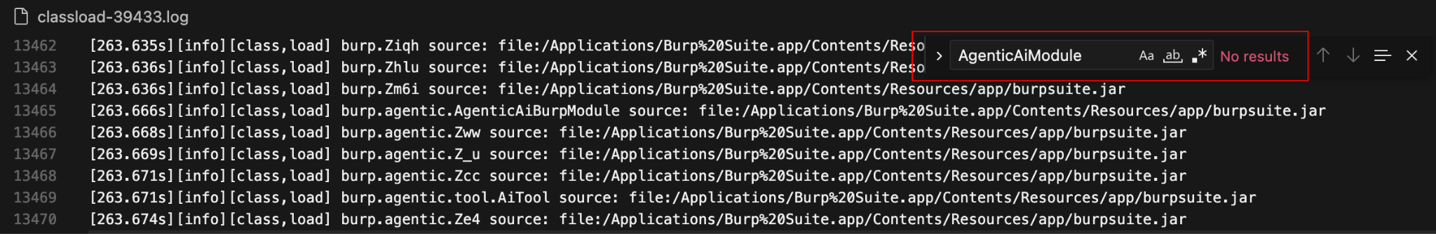 AgenticAiModule shows zero matches in the class-load log