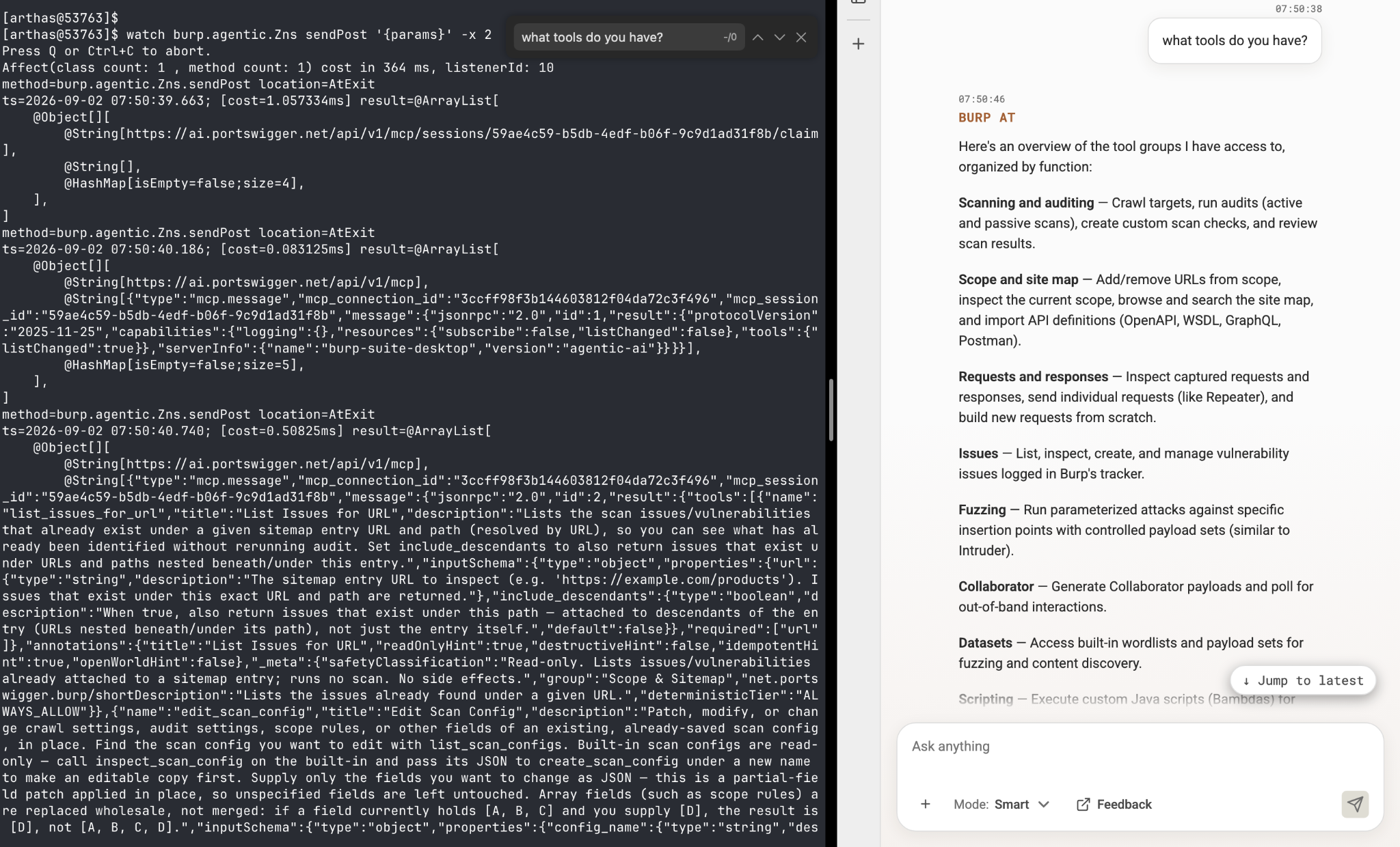 Runtime capture of sendPost() in the Zns class